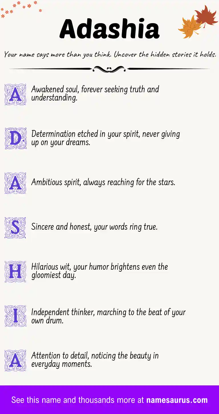 Acrostic poem about Adashia.