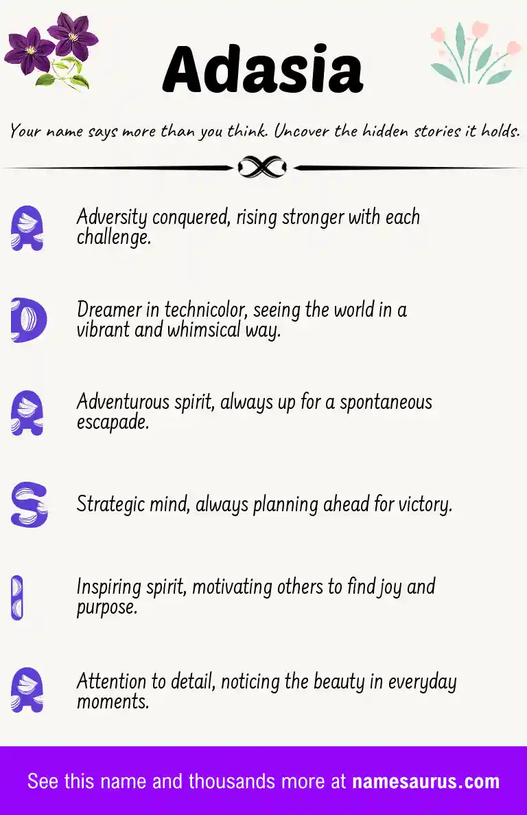 Acrostic poem about Adasia.