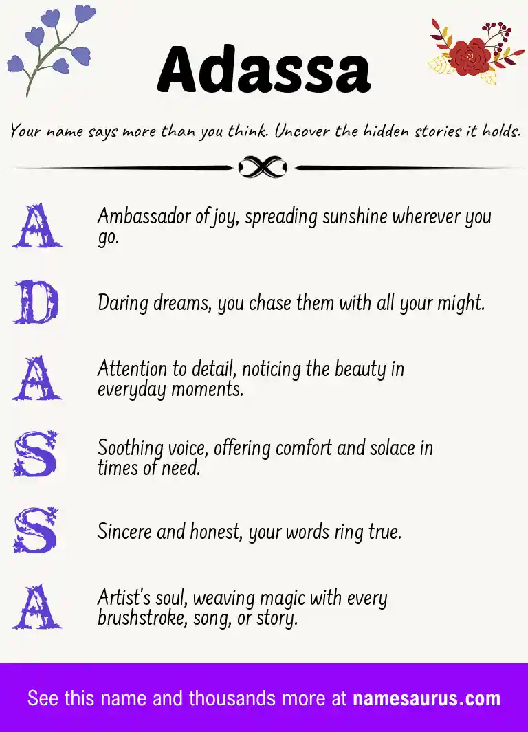 Acrostic poem about Adassa.