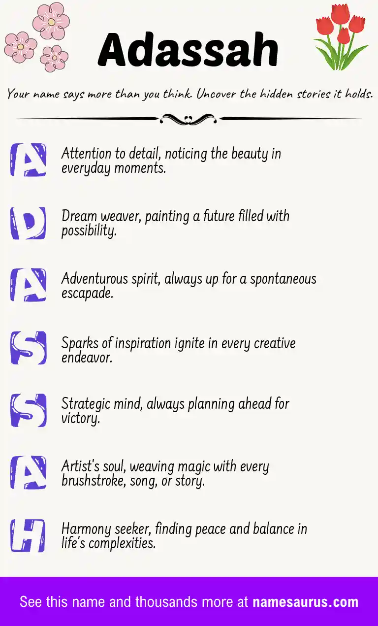 Acrostic poem about Adassah.