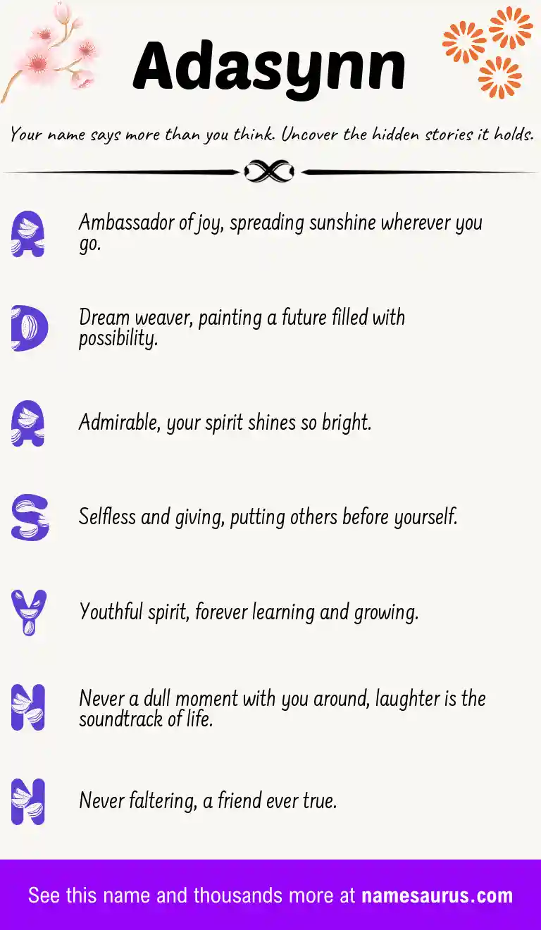 Acrostic poem about Adasynn.