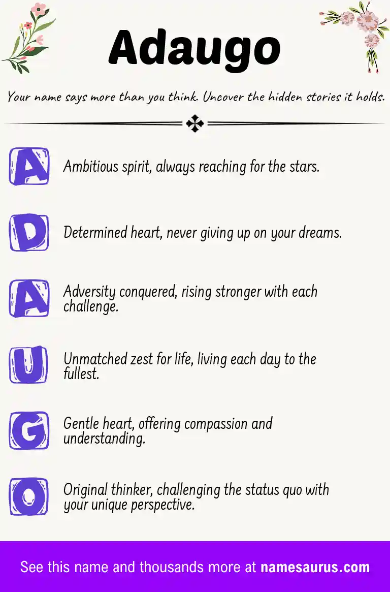 Acrostic poem about Adaugo.