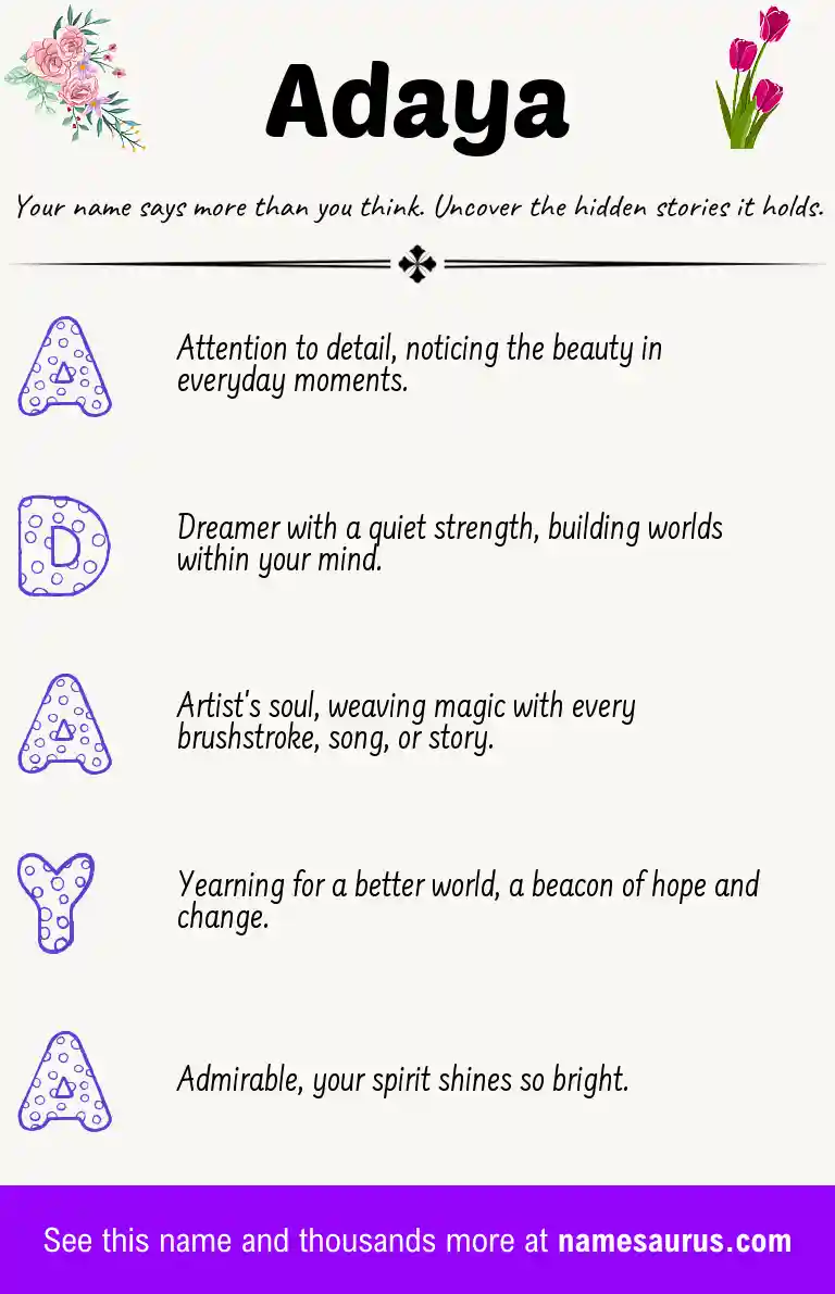 Acrostic poem about Adaya.