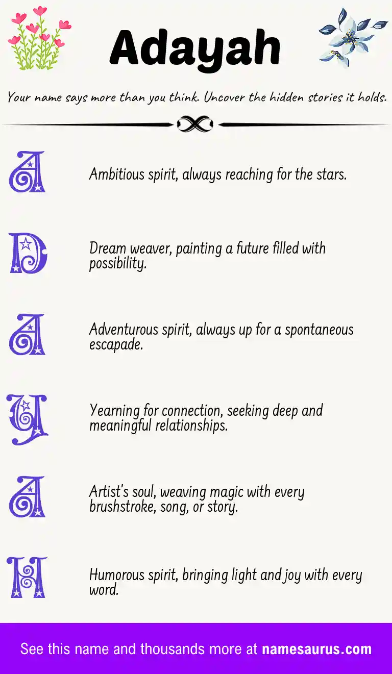 Acrostic poem about Adayah.
