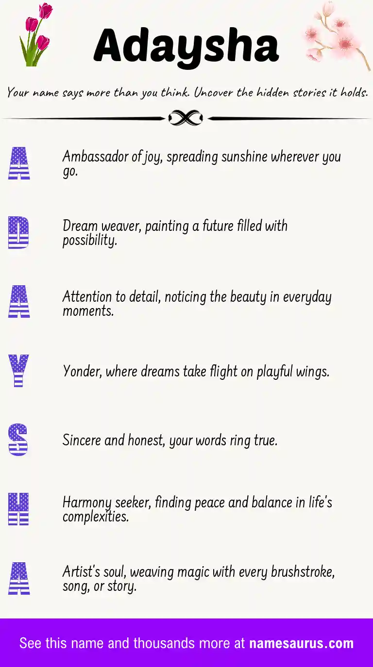 Acrostic poem about Adaysha.