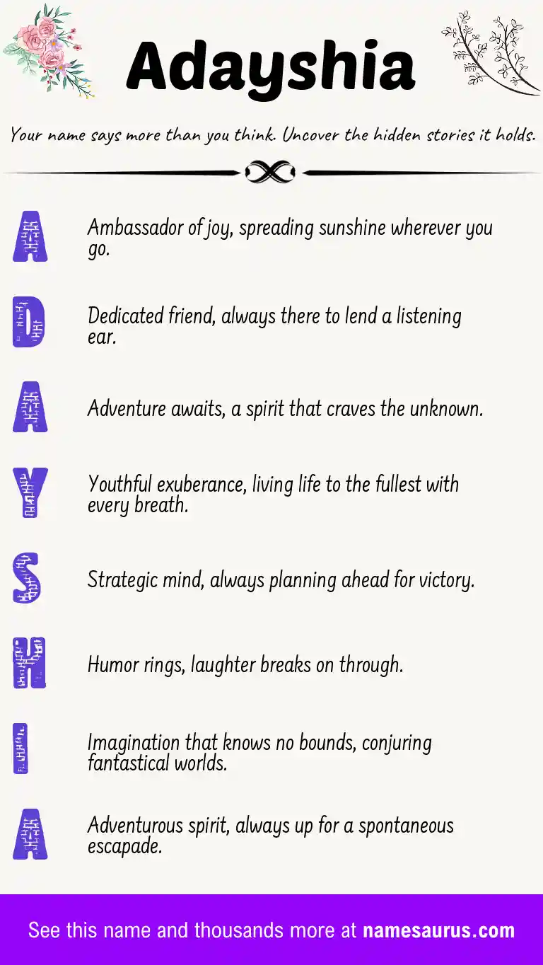 Acrostic poem about Adayshia.