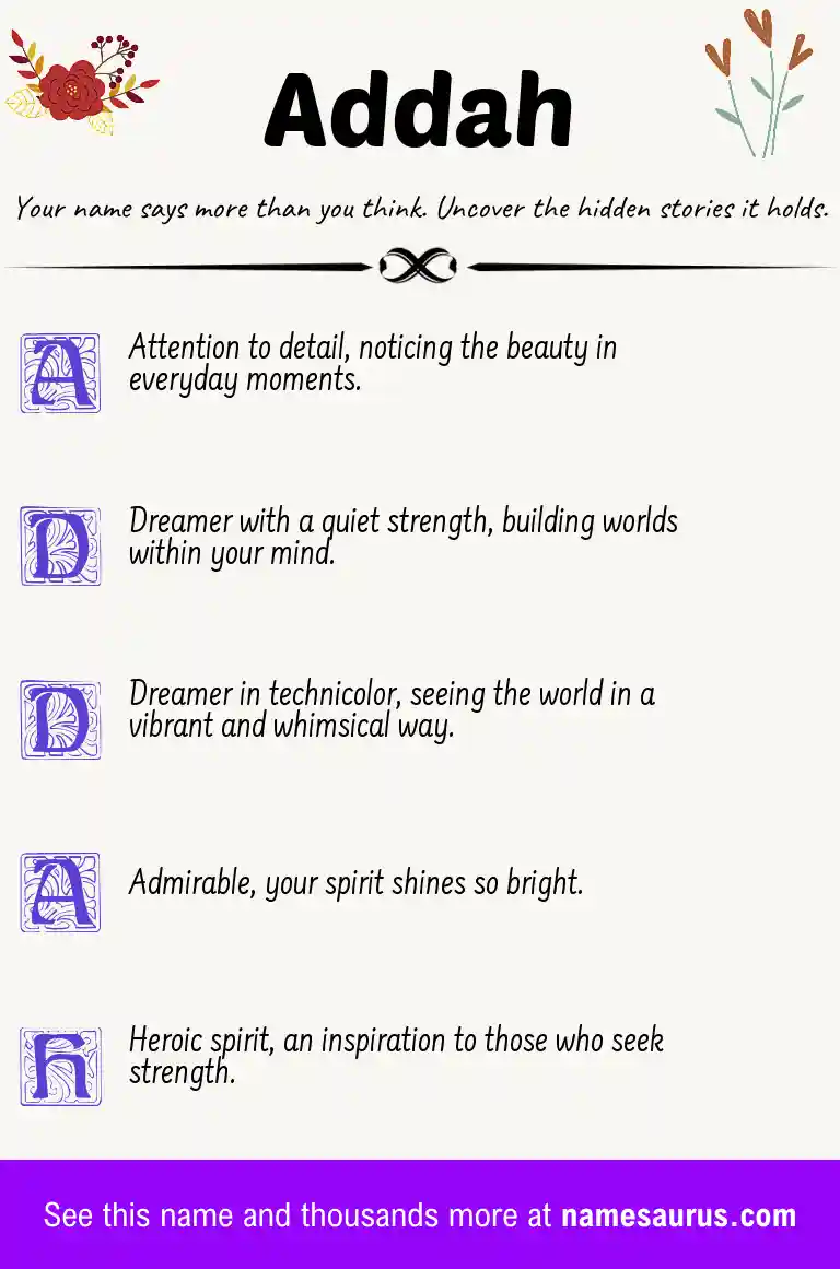 Acrostic poem about Addah.