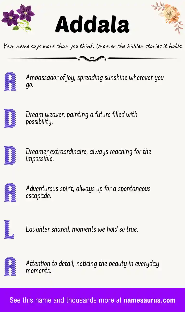 Acrostic poem about Addala.