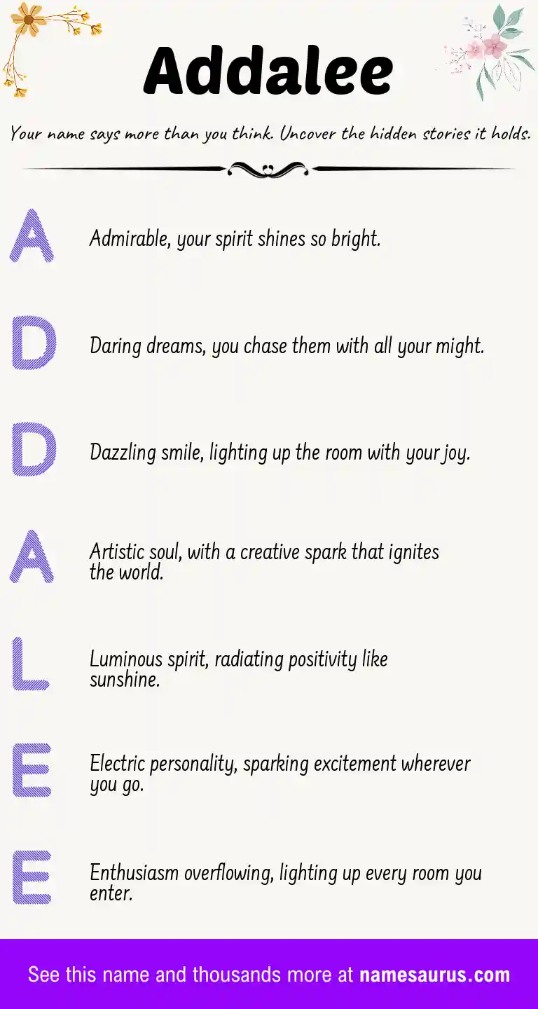 Acrostic poem about Addalee.