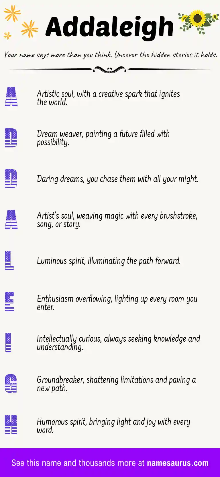 Acrostic poem about Addaleigh.