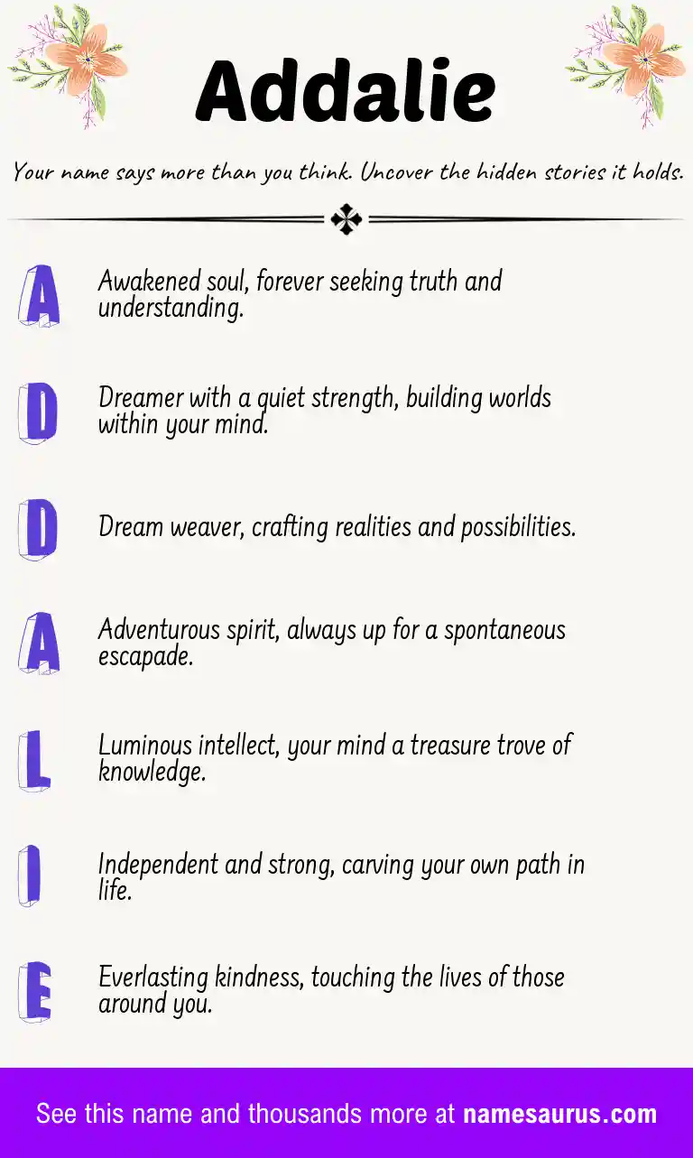 Acrostic poem about Addalie.