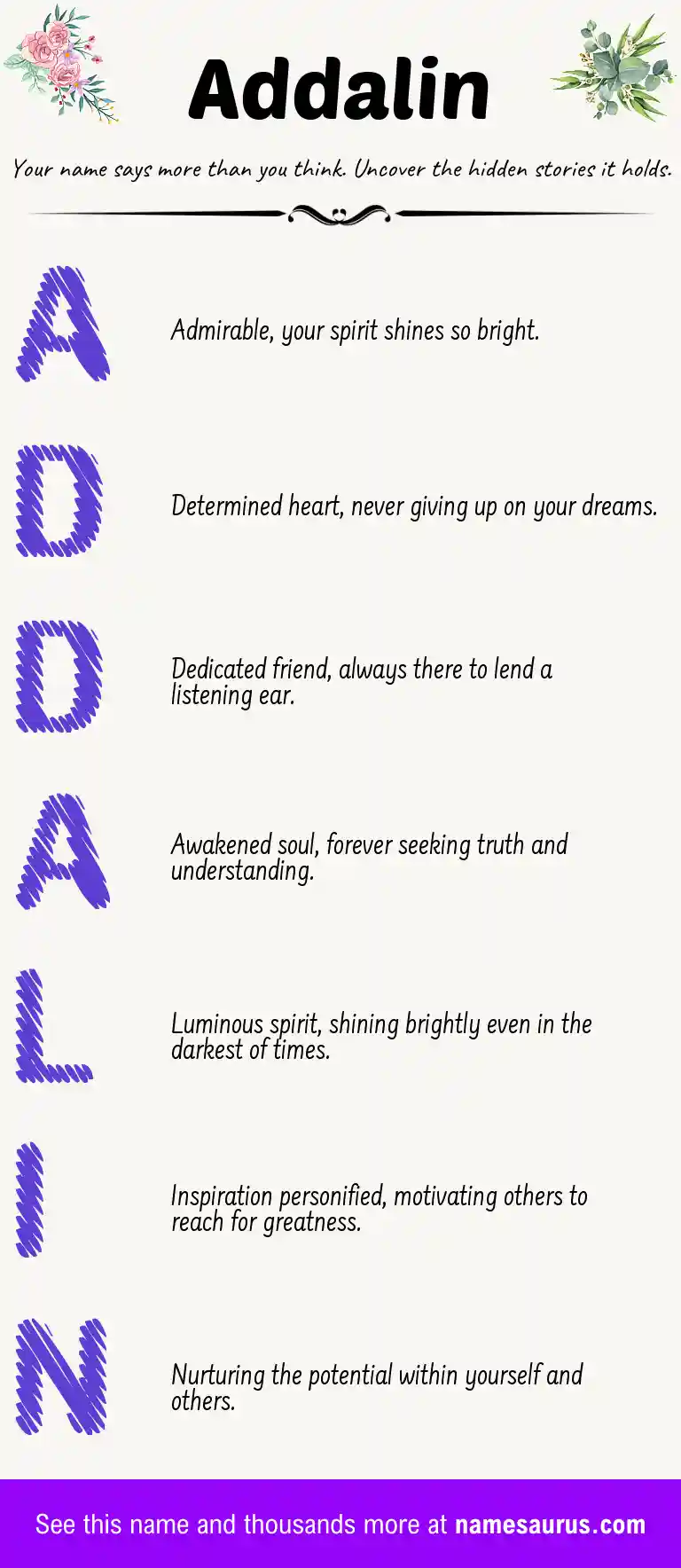 Acrostic poem about Addalin.