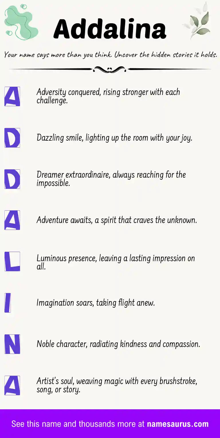 Acrostic poem about Addalina.