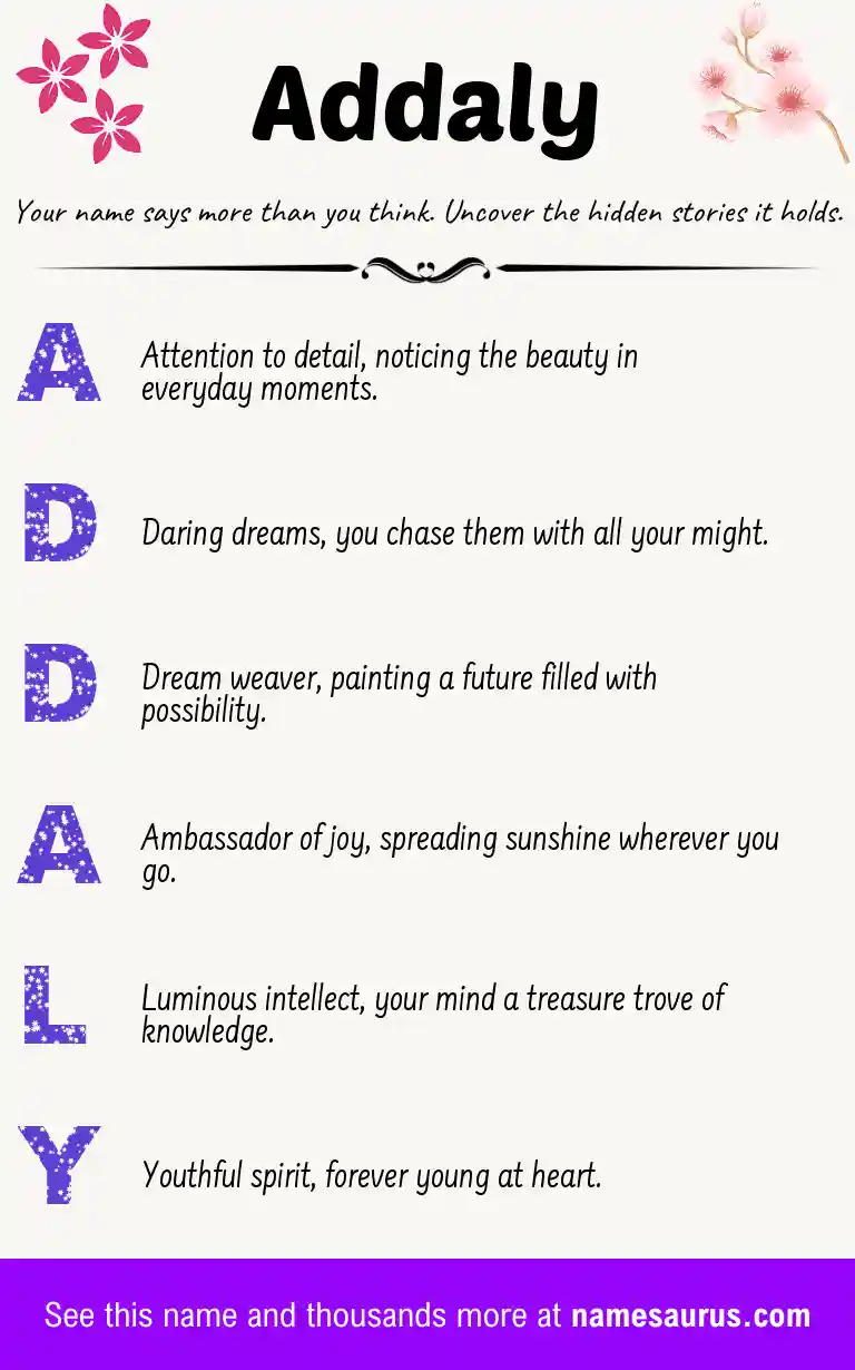 Acrostic poem about Addaly.