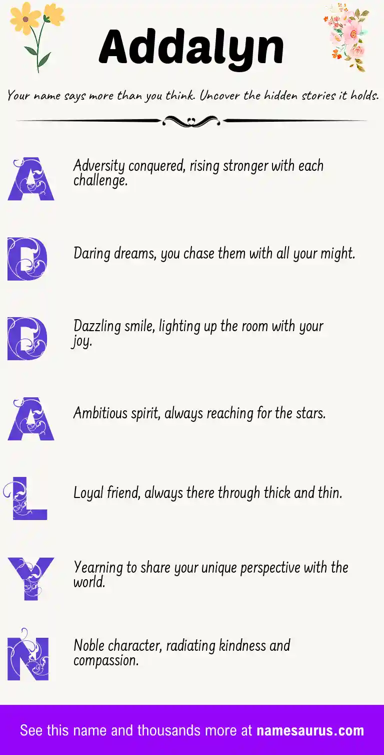 Acrostic poem about Addalyn.