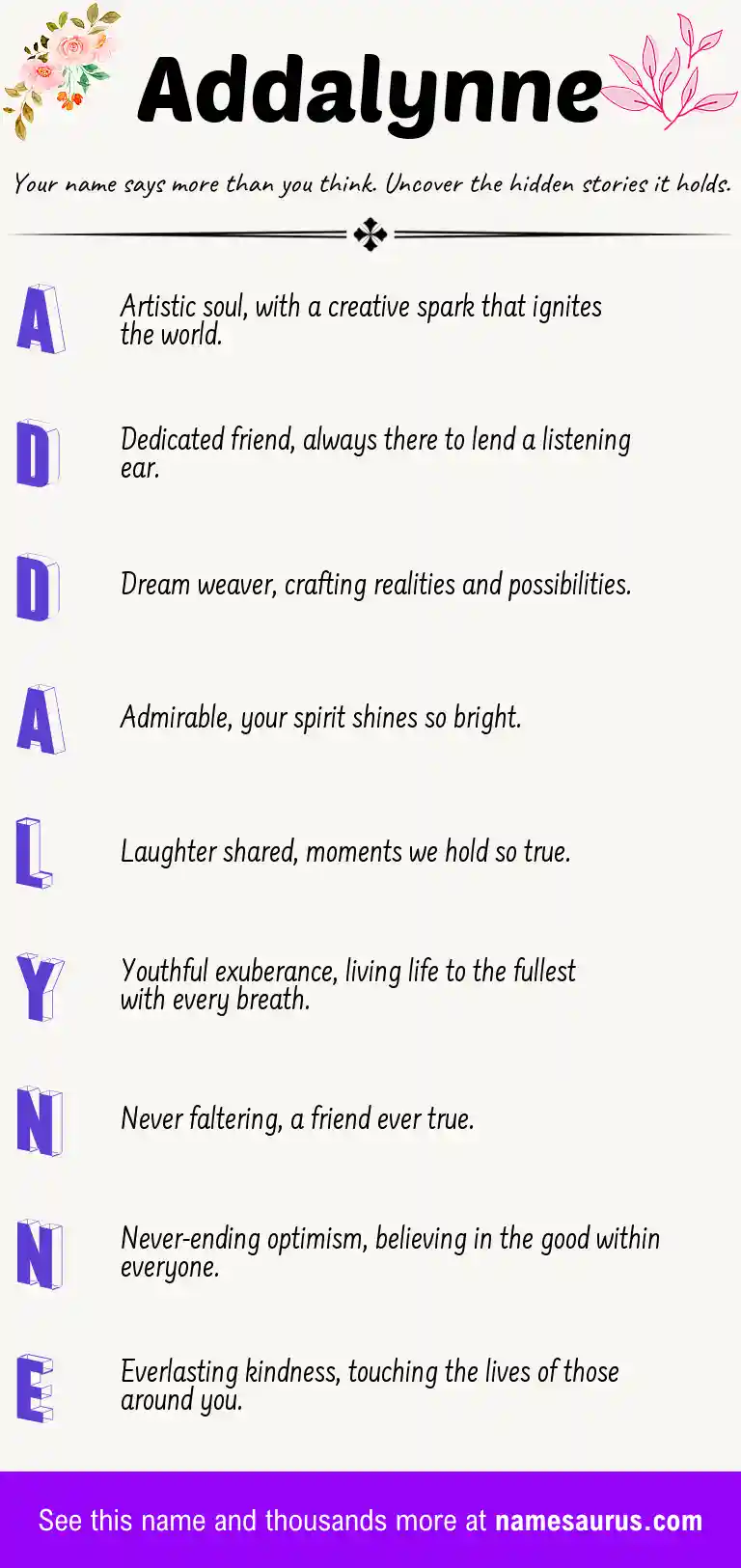 Acrostic poem about Addalynne.