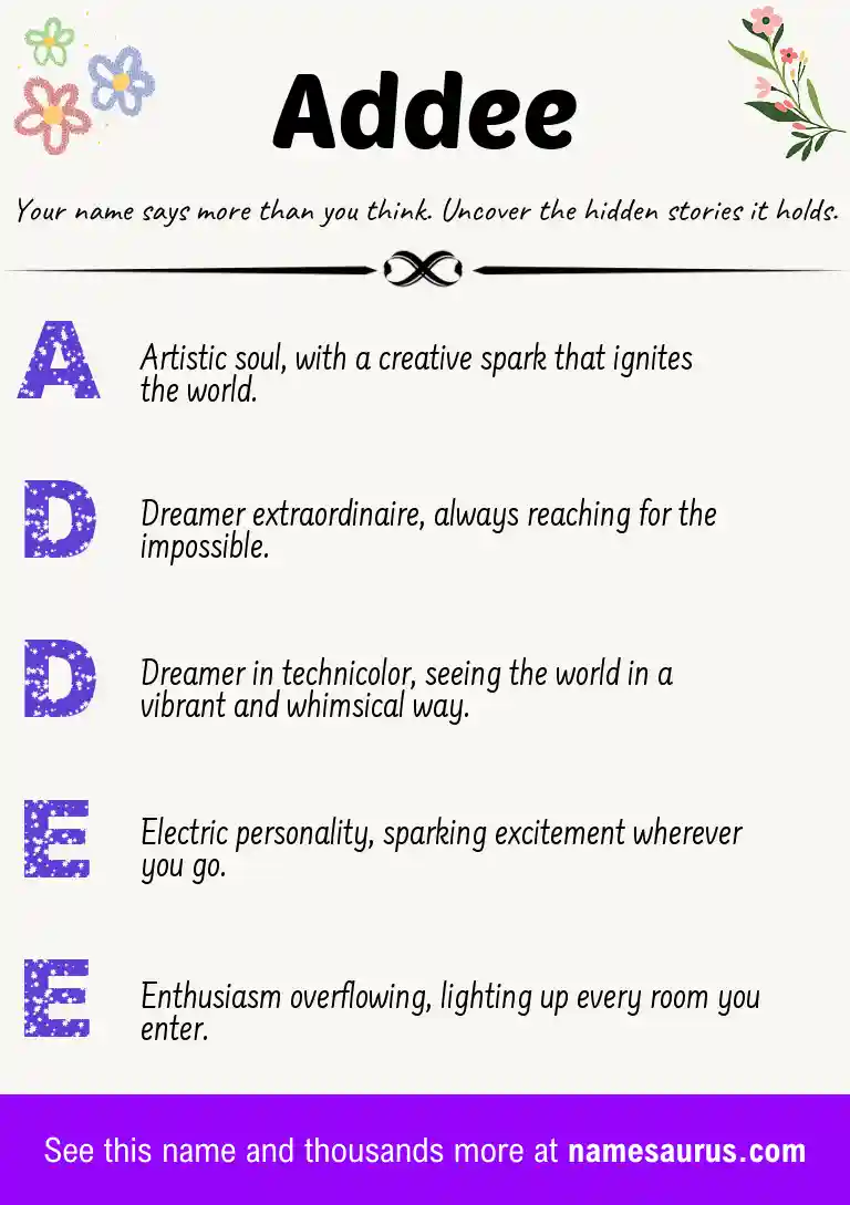 Acrostic poem about Addee.