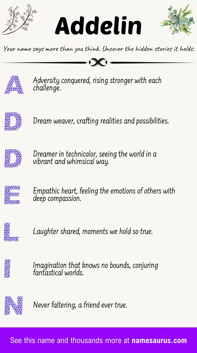 Acrostic poem about Addelin.