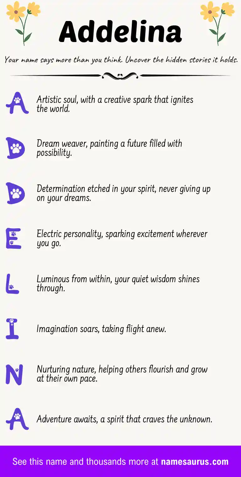 Acrostic poem about Addelina.