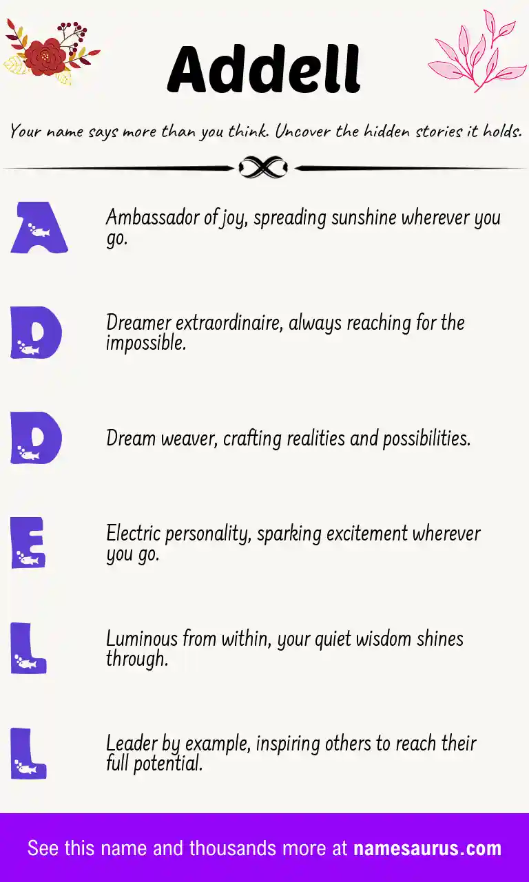 Acrostic poem about Addell.
