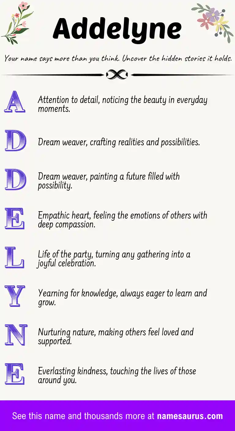 Acrostic poem about Addelyne.