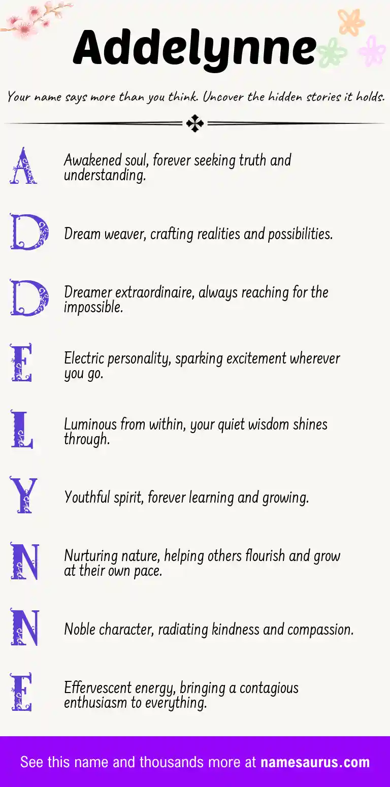 Acrostic poem about Addelynne.