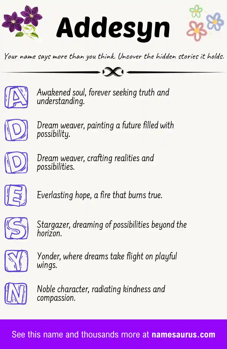 Acrostic poem about Addesyn.