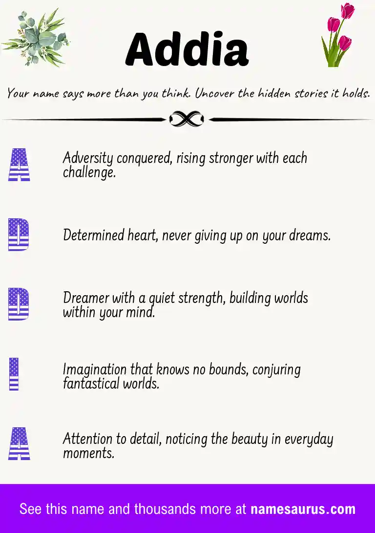 Acrostic poem about Addia.