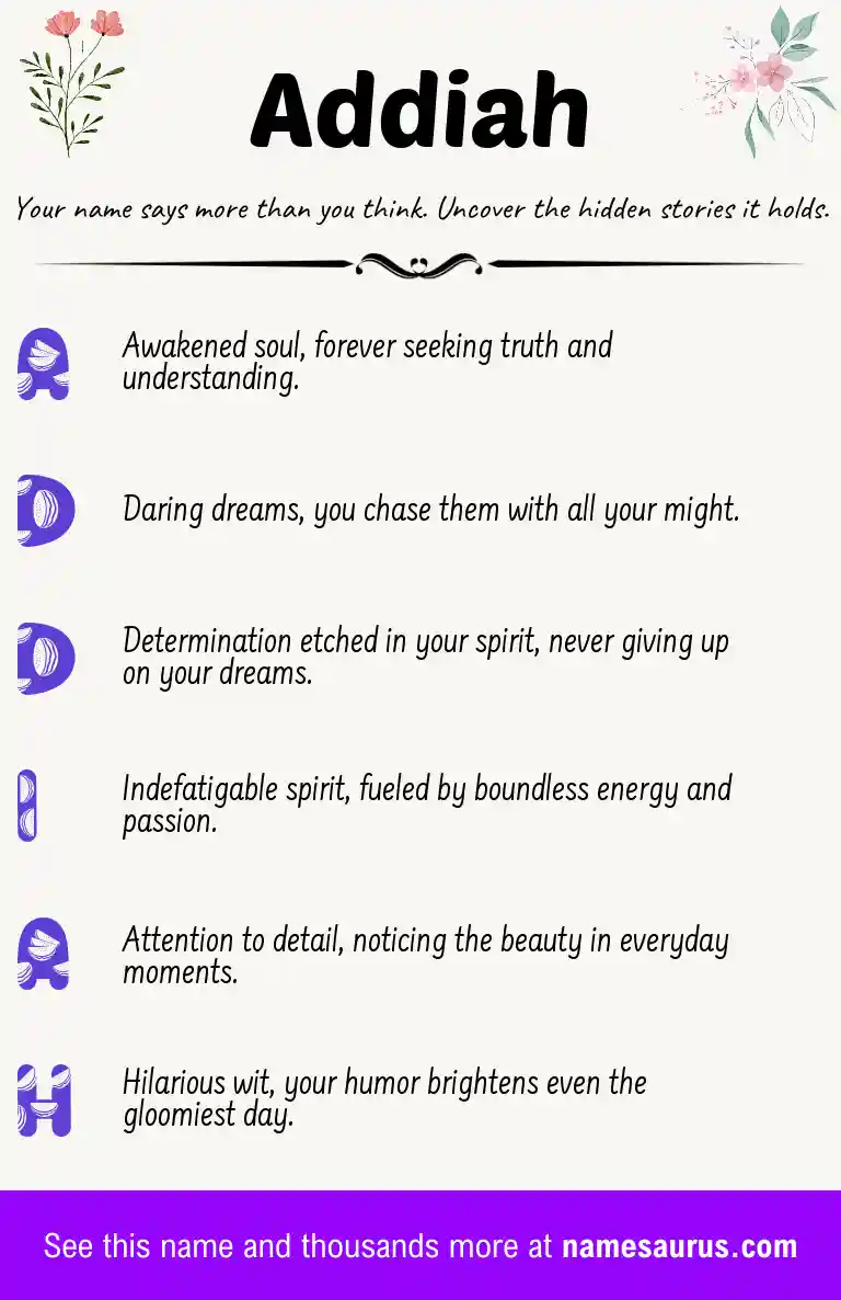 Acrostic poem about Addiah.