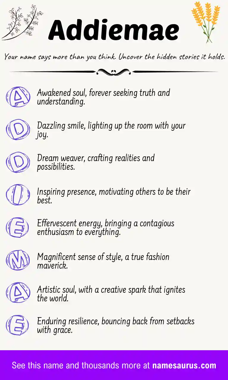 Acrostic poem about Addiemae.
