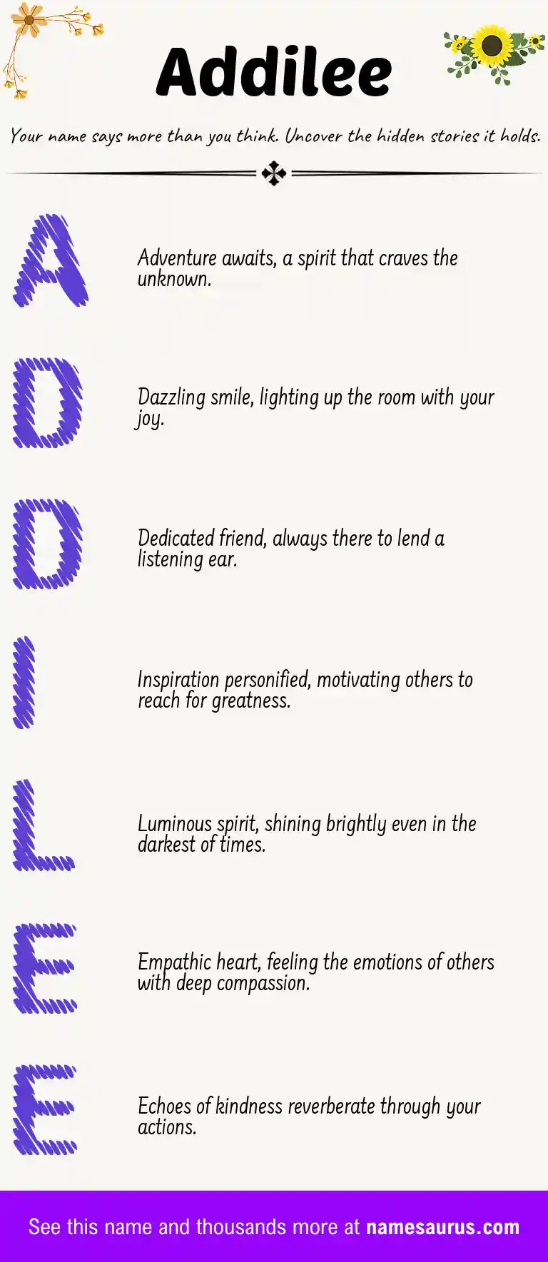 Acrostic poem about Addilee.