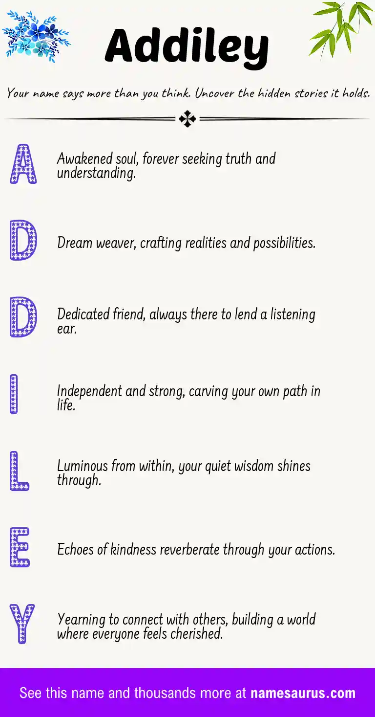 Acrostic poem about Addiley.