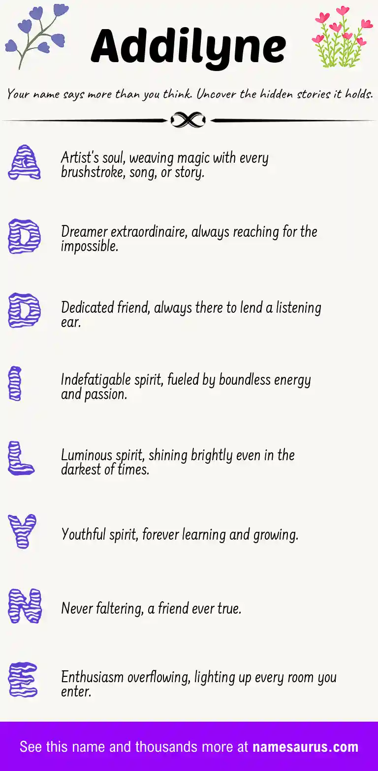 Acrostic poem about Addilyne.