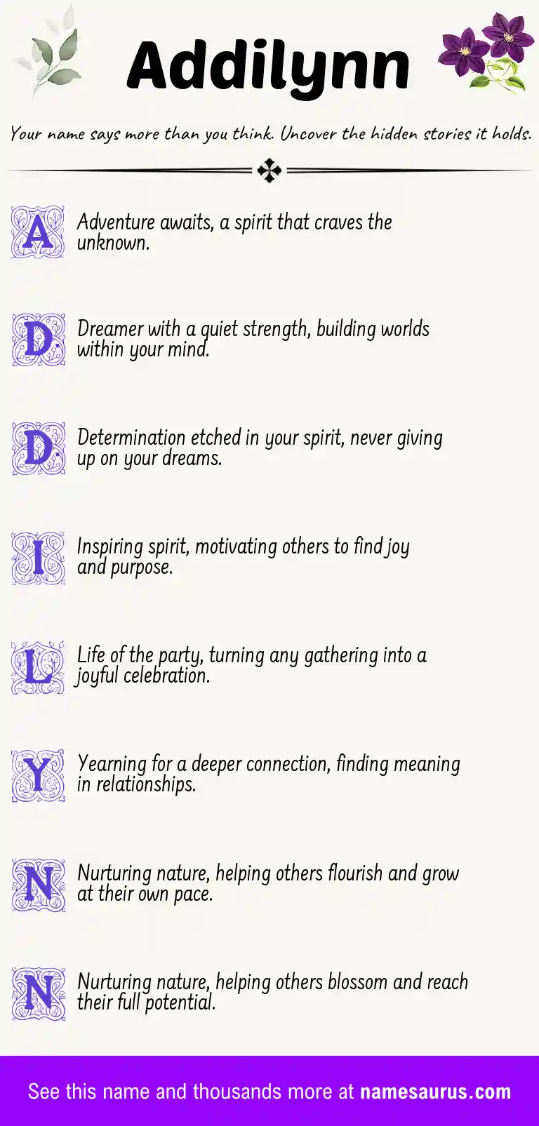 Acrostic poem about Addilynn.