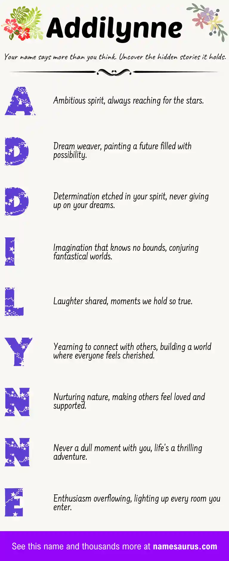 Acrostic poem about Addilynne.