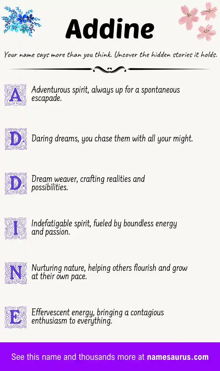 Acrostic poem about Addine.