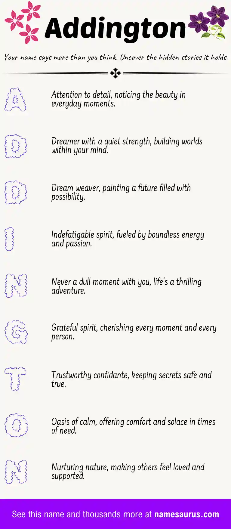 Acrostic poem about Addington.