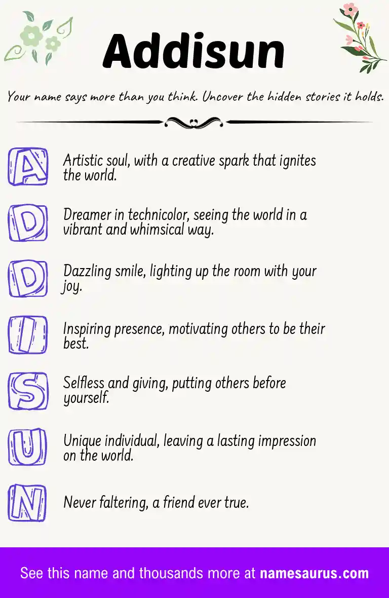 Acrostic poem about Addisun.