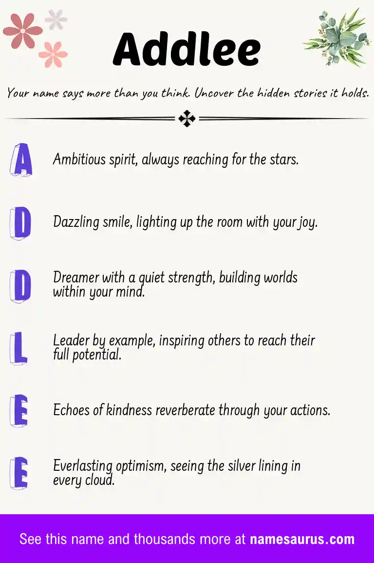 Acrostic poem about Addlee.