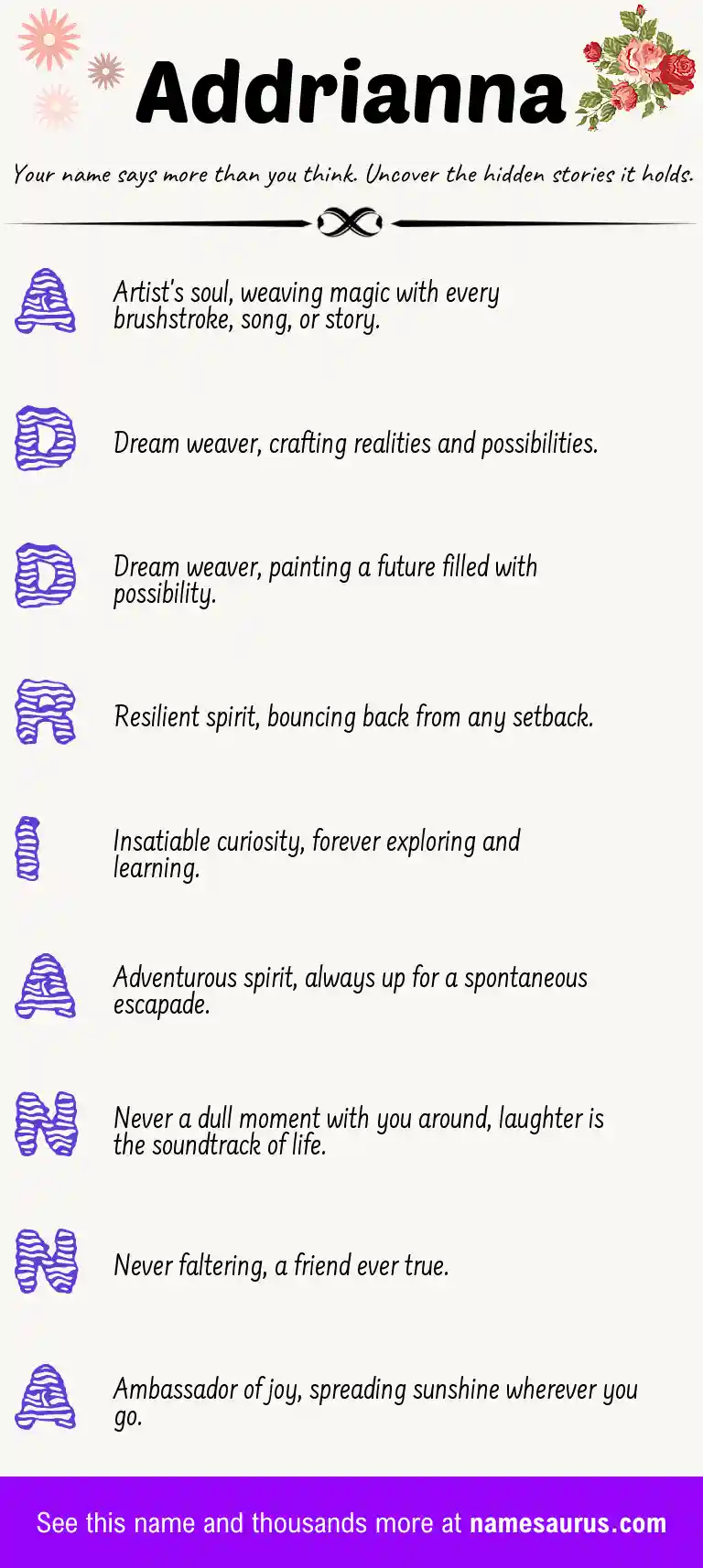 Acrostic poem about Addrianna.