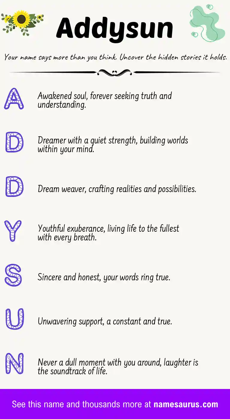 Acrostic poem about Addysun.