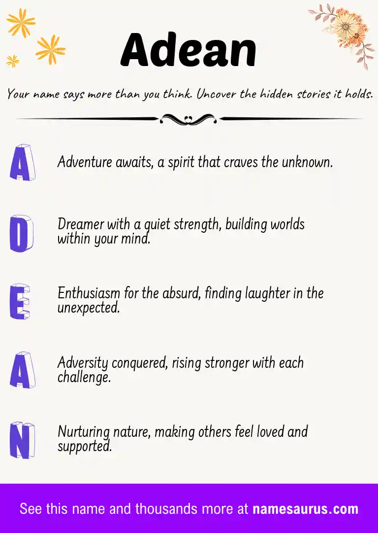 Acrostic poem about Adean.
