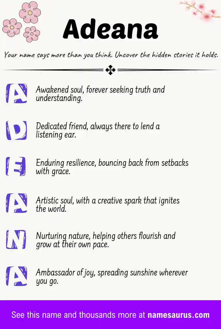 Acrostic poem about Adeana.