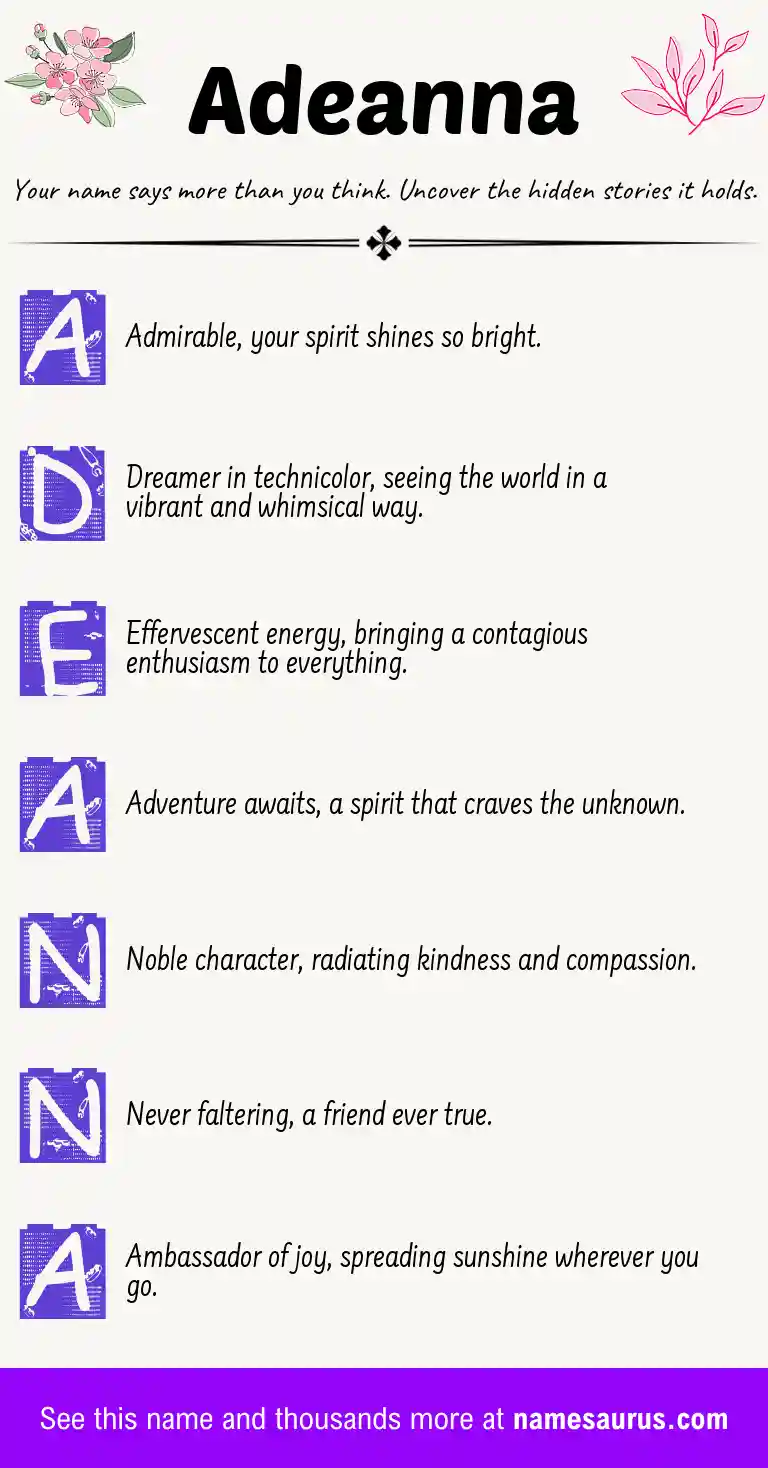 Acrostic poem about Adeanna.