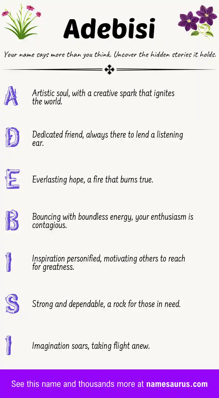 Acrostic poem about Adebisi.