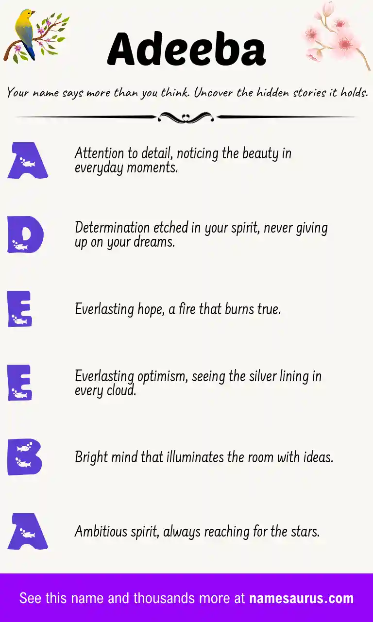 Acrostic poem about Adeeba.