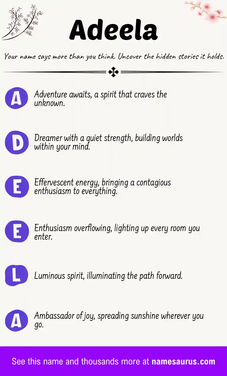 Acrostic poem about Adeela.
