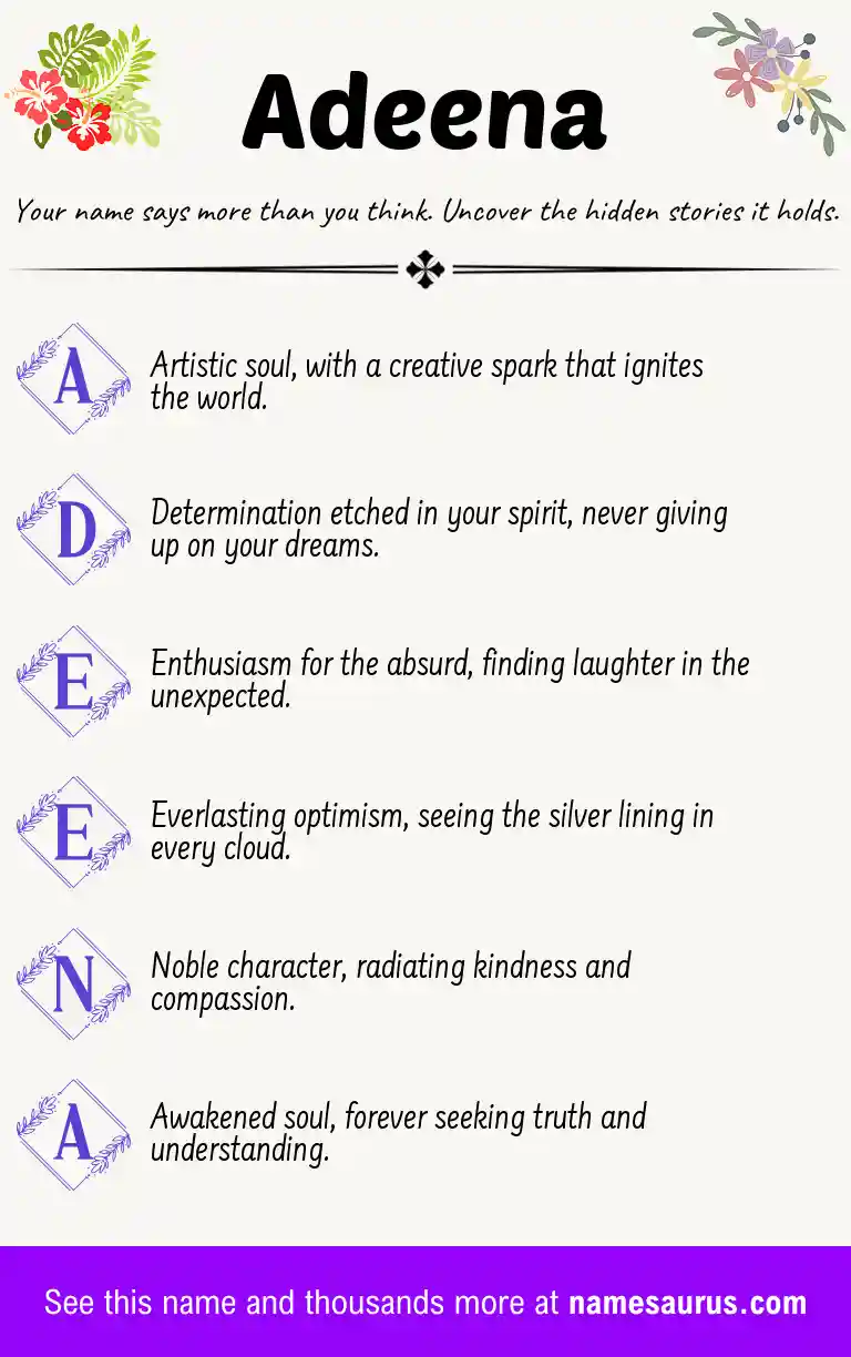 Acrostic poem about Adeena.