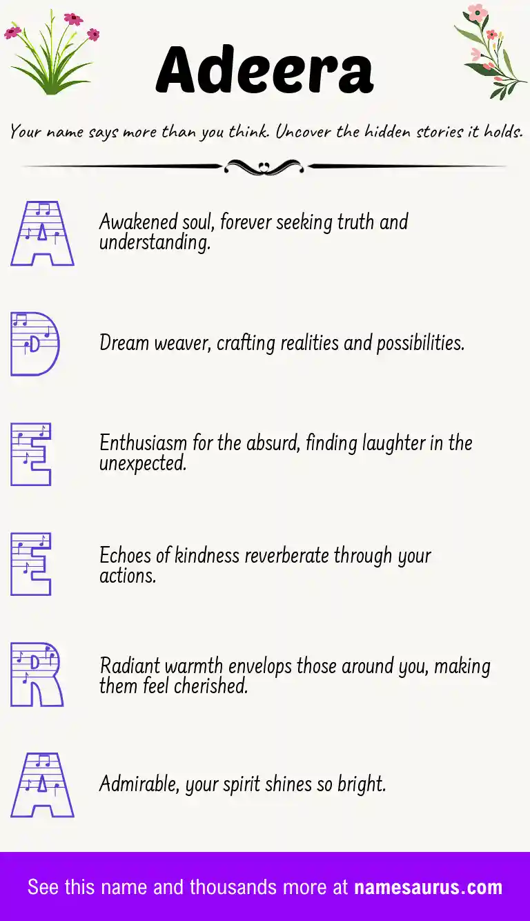 Acrostic poem about Adeera.