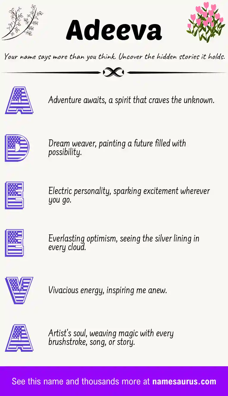 Acrostic poem about Adeeva.